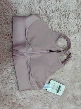 Fabletics Mauve Zip-Front Crop Sports Bra